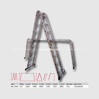 Xtline Víceúčelový hliníkový žebřík 4,6m XTline ML-104A