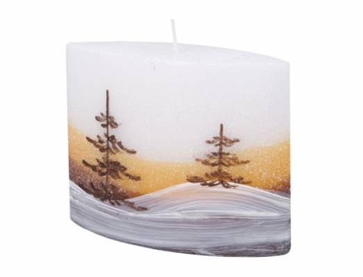 Svíčka vánoční Zimní krajina Elipsa Dioda d14x12cm