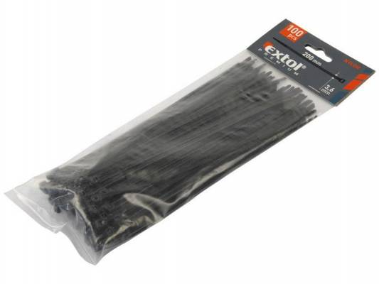 Pásky na vodiče, nylon 3,6x200mm 100ks černé