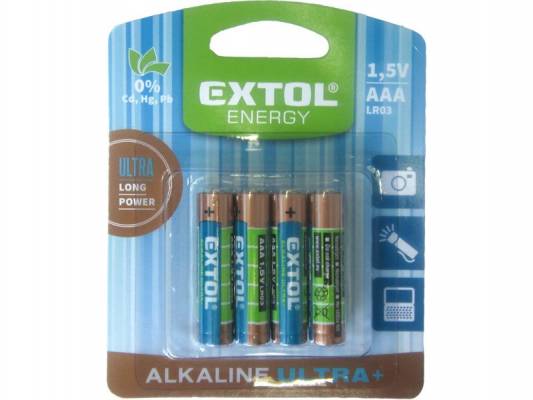 Baterie alkalické Extol,4ks,1,5V AAA