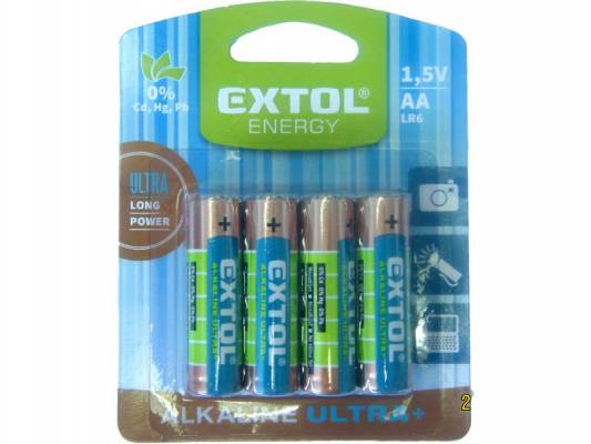 Baterie alkalické Extol,4ks,1,5V AA