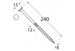 CS 08240 tesařský vrut se zapuštěnou hlavou 8x240 