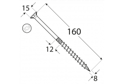 CS 08160 tesařský vrut se zapuštěnou hlavou 8x160 