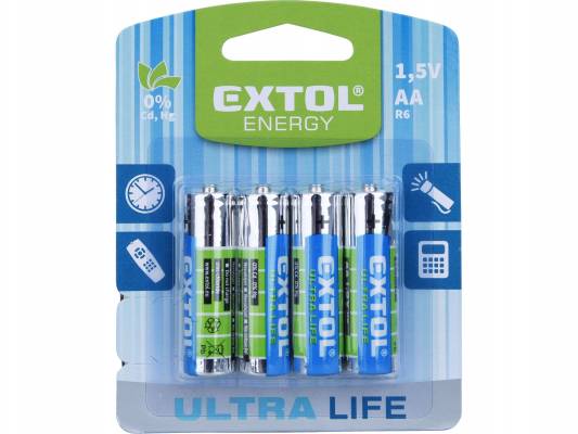 Baterie zink-chloridové, 4ks AA EXTOL