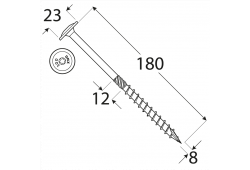 CS 08180 tesařský vrut s talířovou hlavou 8x180 