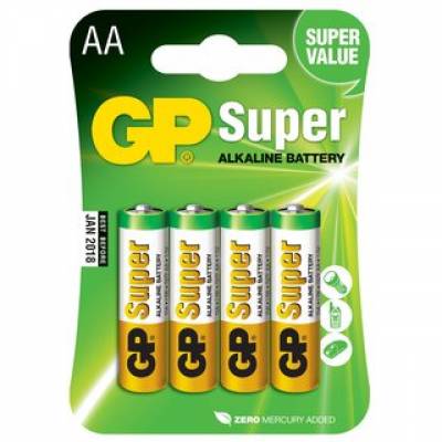 Baterie AA 1,5V SUPER alkalická LR6 GP/blistr 4ks