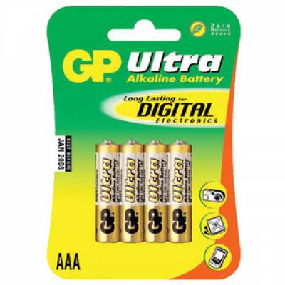 Baterie AAA 1,5V ULTRA alkalická LR03 GP/blistr 4ks