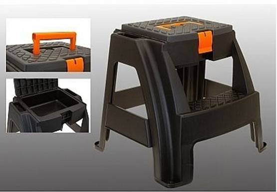 Schůdky+box šedý/oranžový 89067930