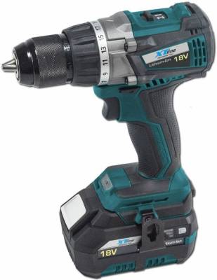 XTline Aku vrtačka s příklepem bezuhlíková 18V + 2baterie 4.0Ah + box XT102865