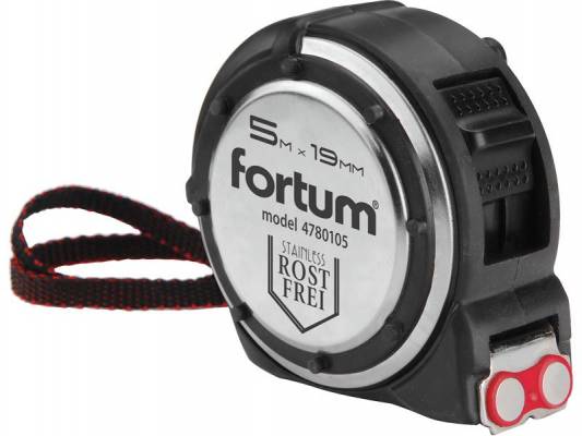 FORTUM metr svinovací, 5m, š. pásku 19mm, nerez, FORTUM 4780105