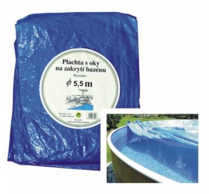 Plachta bazénová s oky, pr.5,5m; modrá; UV 12
