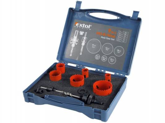 EXTOL PREMIUM vrtáky korunkové, instalatérská sada 9ks 8801602