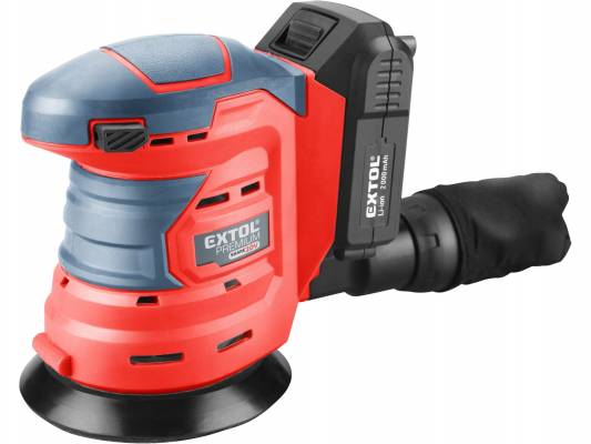 Bruska excentrická aku share20v, 125mm, 20v li-ion, 2000mah EXTOL PREMIUM 8891846