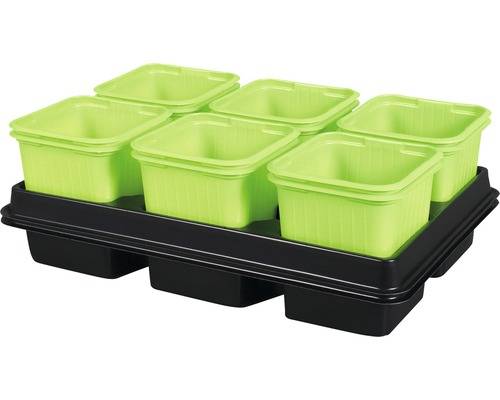 Květník ssadbový GREEN + podmiska 8x8x8cm 2x6ks