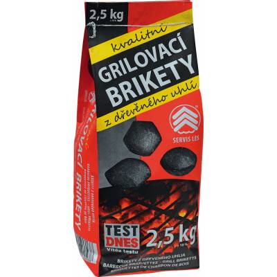 Grilovací brikety z dřevěného uhlí Servis Les 2,5 kg