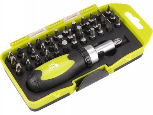 šroubovák ráčnový s ořechy a hroty, sada 38ks