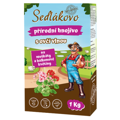 Sedlákovo hnojivo s ovčí vlnou na muškáty a balkonové květiny 1kg