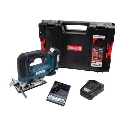 Aku přimočará pila 18V + baterie 2Ah + nabíječka 3.5A + pilové plátky + box