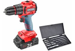 Vrtací šroubovák aku s příklepem SHARE20V, BRUSHLESS, 2Ah (2×) EXTOL PREMIUM