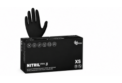 Rukavice NITRIL IDEAL 3, nepudrované, černé 100ks, vel.XS