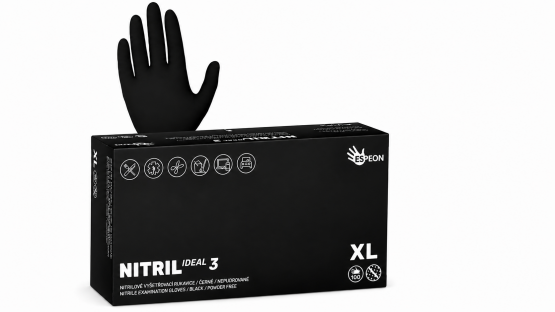 Rukavice NITRIL IDEAL 3, nepudrované, červné 100ks, vel.XL