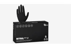 Rukavice NITRIL IDEAL 3, nepudrované, černé 100ks, vel.S