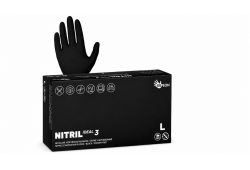 Rukavice NITRIL IDEAL 3, nepudrované, černé 100ks, vel.L